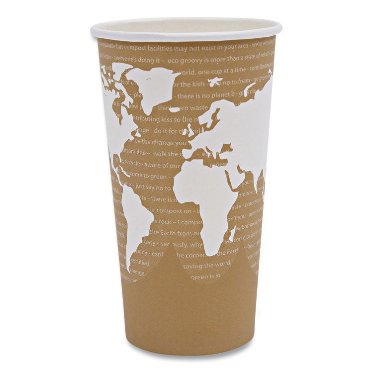 World Art Renewable and Compostable Hot Cups, 20 oz, Paper, Brown/White, 50/Pack, 20 Packs/Carton