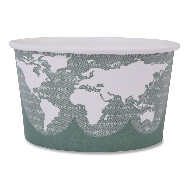 World Art Renewable and Compostable Food Container, 12 oz, 4.05" Diameter x 2.5" h, Green, Paper, 25/Pack, 20 Packs/Carton