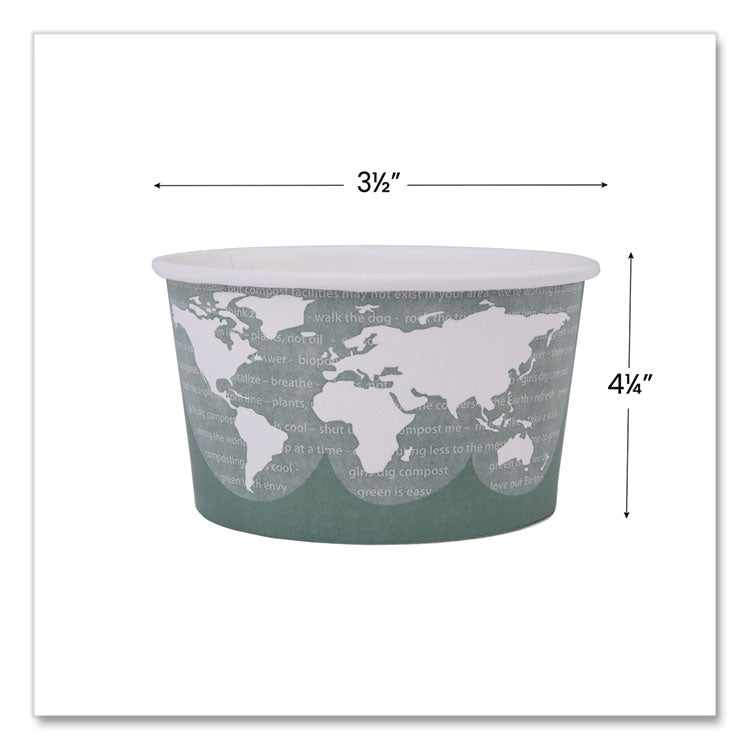 World Art Renewable and Compostable Food Container, 12 oz, 4.05" Diameter x 2.5" h, Green, Paper, 25/Pack, 20 Packs/Carton