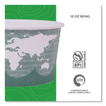 World Art Renewable and Compostable Food Container, 12 oz, 4.05" Diameter x 2.5" h, Green, Paper, 25/Pack, 20 Packs/Carton