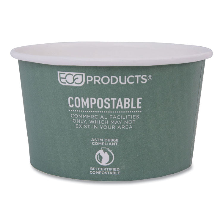 World Art Renewable and Compostable Food Container, 12 oz, 4.05" Diameter x 2.5" h, Green, Paper, 25/Pack, 20 Packs/Carton