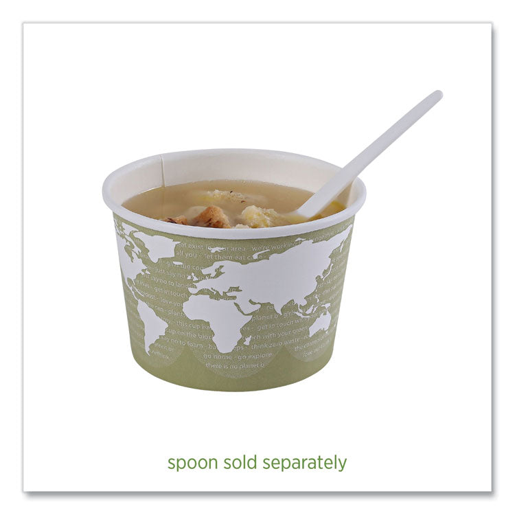 World Art Renewable and Compostable Food Container, 16 oz, 4.05" Diameter x 3" h, Seafoam, Paper, 25/Pack, 20 Packs/Carton