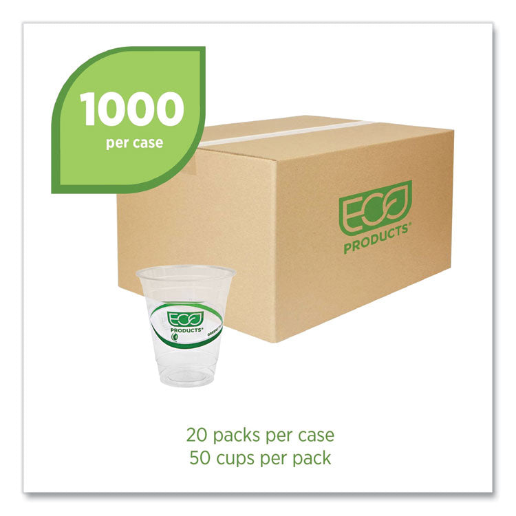 GreenStripe Renewable and Compostable Cold Cups, 12 oz, Plastic, Clear, 50/Pack, 20 Packs/Carton