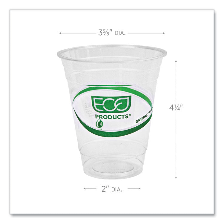 GreenStripe Renewable and Compostable Cold Cups, 12 oz, Plastic, Clear, 50/Pack, 20 Packs/Carton