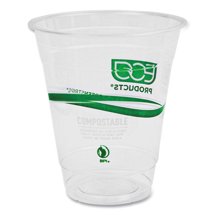 GreenStripe Renewable and Compostable Cold Cups, 12 oz, Plastic, Clear, 50/Pack, 20 Packs/Carton