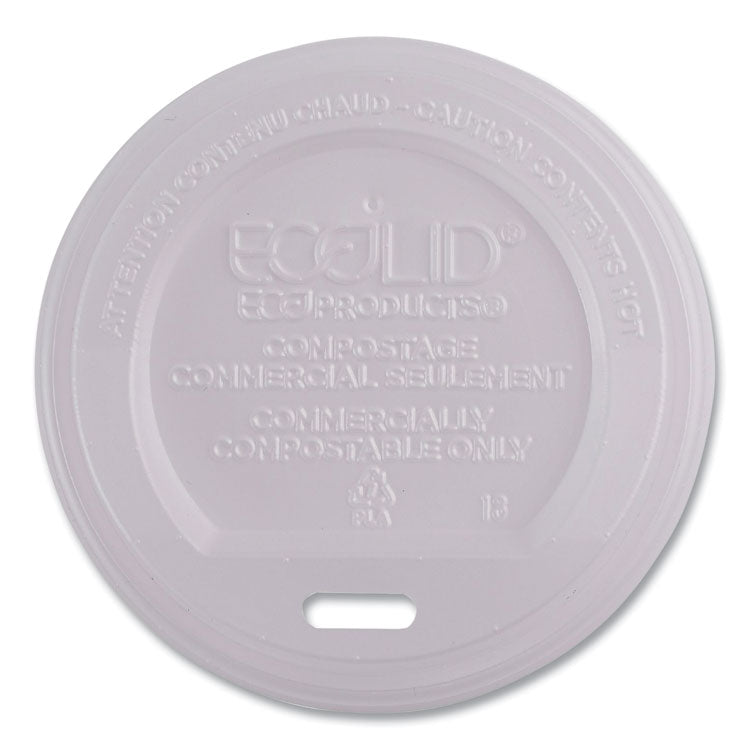 EcoLid Renewable/Compostable Hot Cup Lids, Fits 8 oz Hot Cups, Plastic, White, 50/Packs, 16 Packs/Carton