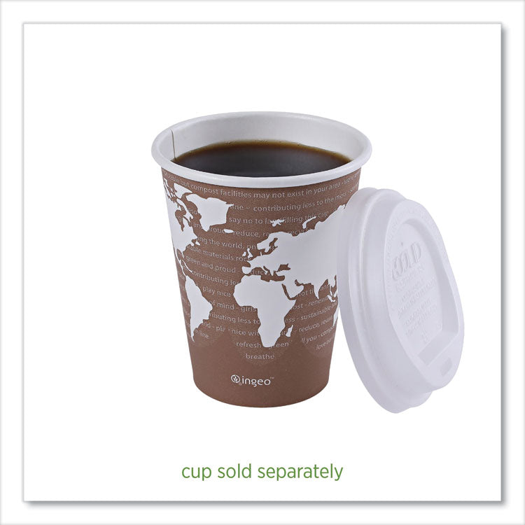 EcoLid Renewable/Compostable Hot Cup Lids, Fits 8 oz Hot Cups, Plastic, White, 50/Packs, 16 Packs/Carton