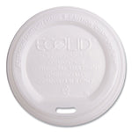 EcoLid Renewable/Compostable Hot Cup Lids, Fits 10 oz to 20 oz Hot Cups, Plastic, White, 50/Pack, 16 Packs/Carton