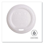EcoLid Renewable/Compostable Hot Cup Lids, Fits 10 oz to 20 oz Hot Cups, Plastic, White, 50/Pack, 16 Packs/Carton