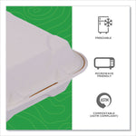 Vanguard Renewable and Compostable Sugarcane Clamshells, 8 x 8 x 3, White, 200/Carton