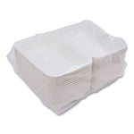 Vanguard Renewable and Compostable Sugarcane Clamshells, 9 x 6 x 3, White, 250/Carton