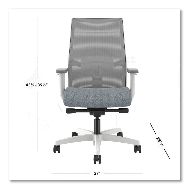 Ignition 2.0 4-Way Stretch Mid-Back Mesh Task Chair, 17" to 21" Seat Height, Basalt Seat, Fog Back, Designer White Base