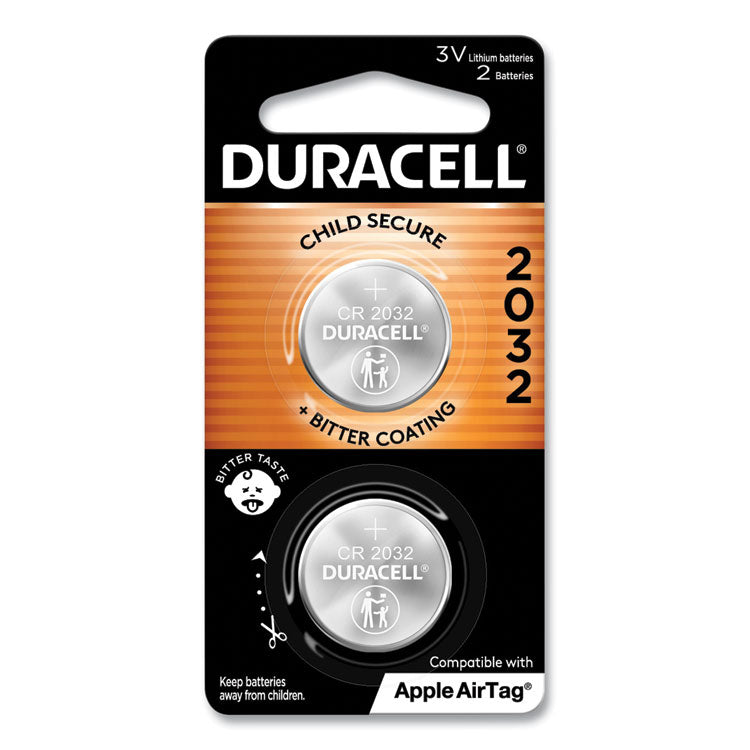 Lithium Coin Batteries With Bitterant, 2032, 2/Pack