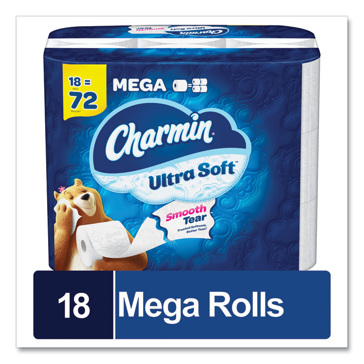 Ultra Soft Bathroom Tissue, Mega Roll, Septic Safe, 2-Ply, White, 224 Sheets/Roll, 18 Rolls/Carton