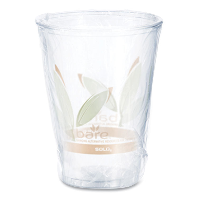 Bare Eco-Forward RPET Cold Cups, Individually Wrapped, 10 oz, Plastic, Leaf Design, 500/Carton