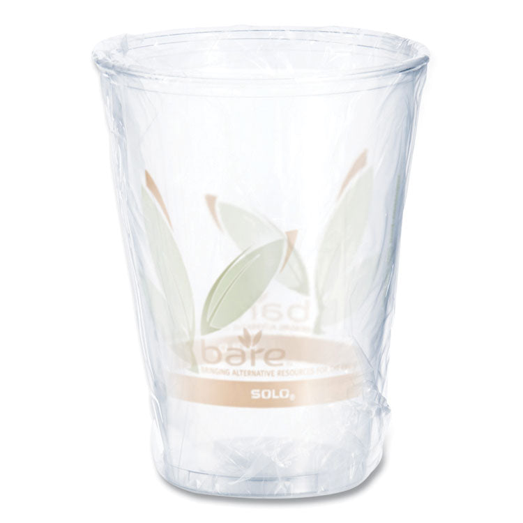 Bare Eco-Forward RPET Cold Cups, Individually Wrapped, 10 oz, Plastic, Leaf Design, 500/Carton