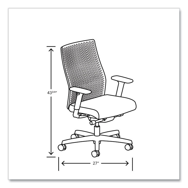 Ignition 2.0 ReActiv Mid-Back Task Chair, 17.25" to 21.75" Seat Height, Basalt Vinyl Seat, Charcoal Back, Black Base