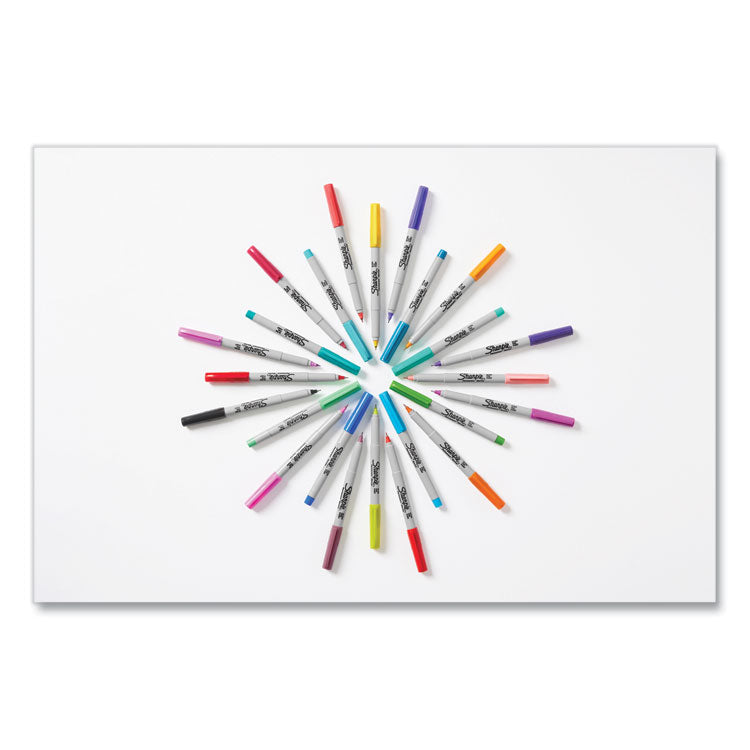 Ultra Fine Tip Permanent Marker, Ultra-Fine Needle Tip, Assorted 80s Glam Colors, 24/Pack