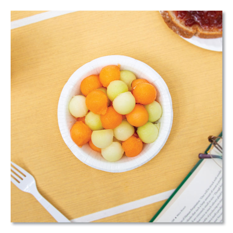 Bare Eco-Forward Clay-Coated Paper Dinnerware, ProPlanet Seal, Bowl, 12 oz, White, 125/Bag, 8 Bags/Carton