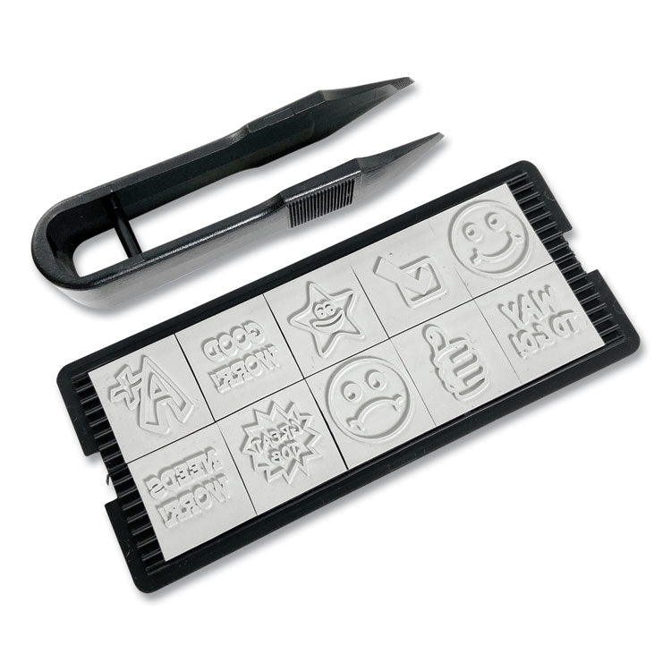 Printy 10-in-1 Self-Inking Teacher Stamp, Incudes 10 Dies, 0.63" Diameter, Blue/Red