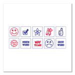 Printy 10-in-1 Self-Inking Teacher Stamp, Incudes 10 Dies, 0.63" Diameter, Blue/Red