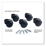 Deluxe Futura Flush-Mount Hard-Wheel Casters, 0.44" x 0.88" Grip Ring Type B Stems, 2.19" Nylon Wheels, Matte Black, 5/Set