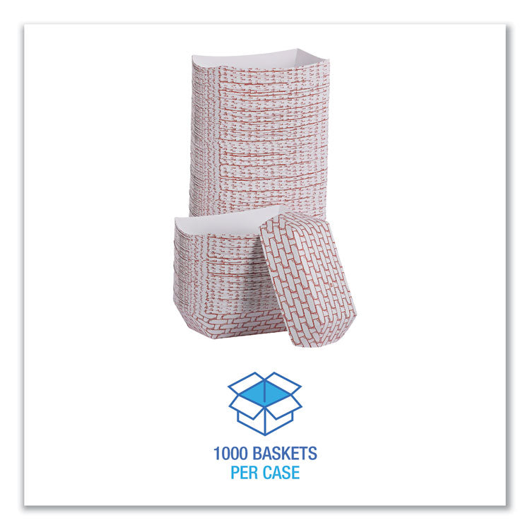 Paper Food Baskets, 6 oz Capacity, 3.78 x 4.3 x 1.08, Red/White, 1,000/Carton