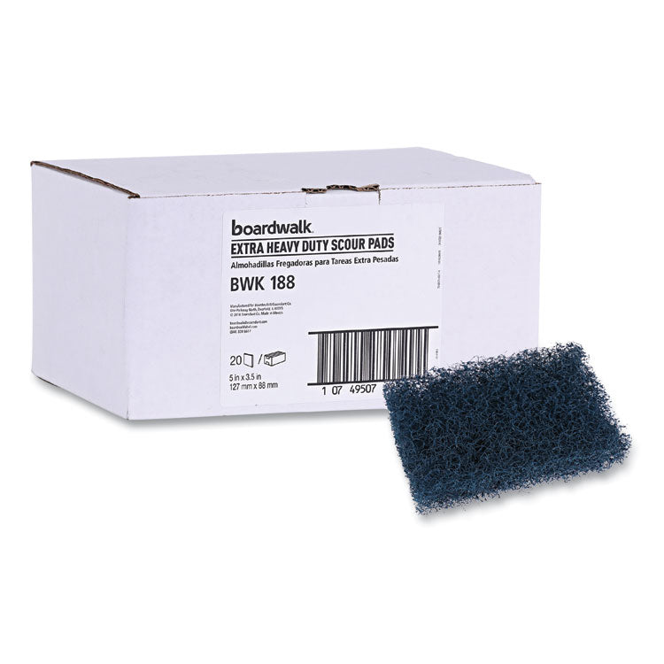 Extra Heavy-Duty Scouring Pad, 3.5 x 5, Dark Blue, 20/Carton