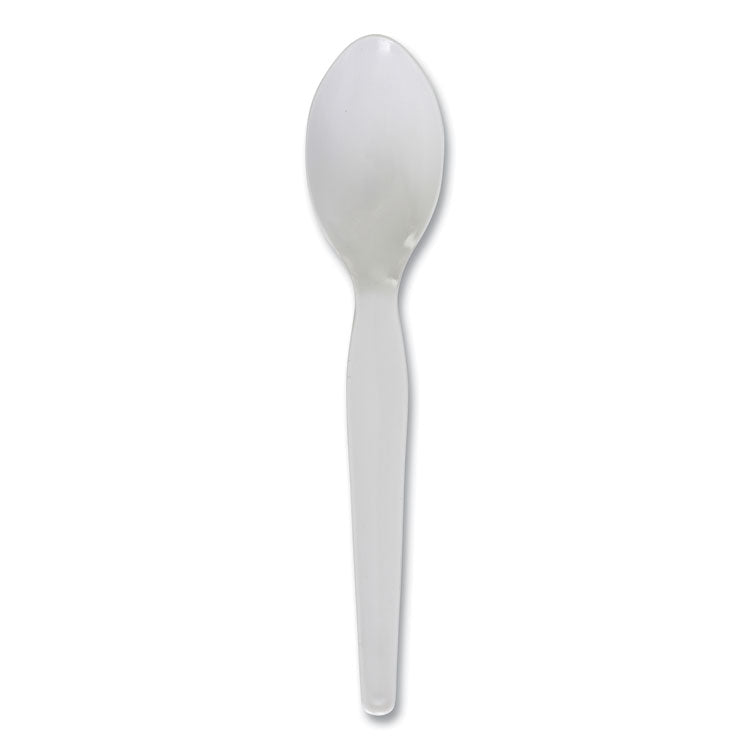 Heavyweight Polystyrene Cutlery, Spoon, Plastic, White, 1,000/Carton
