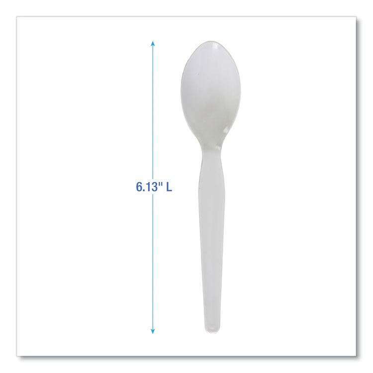 Heavyweight Polystyrene Cutlery, Spoon, Plastic, White, 1,000/Carton