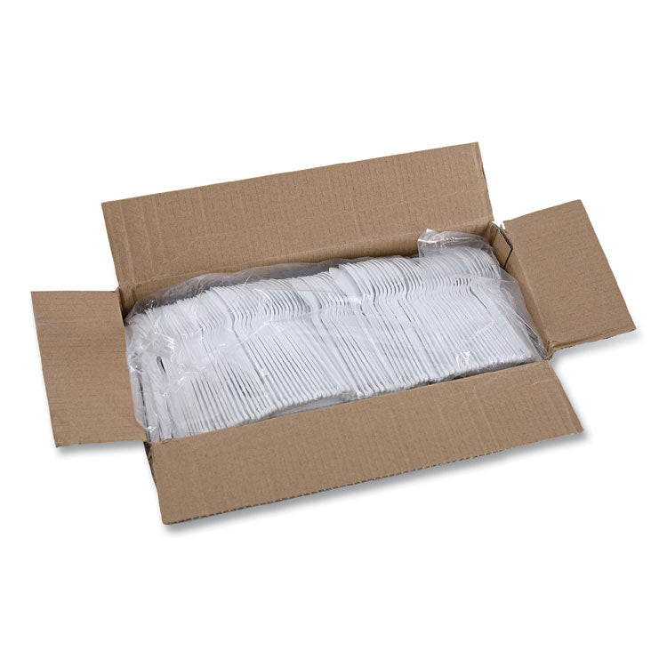 Heavyweight Polystyrene Cutlery, Spoon, Plastic, White, 1,000/Carton