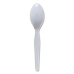 Mediumweight Polystyrene Cutlery, Spoon, Plastic, White, 100/Box