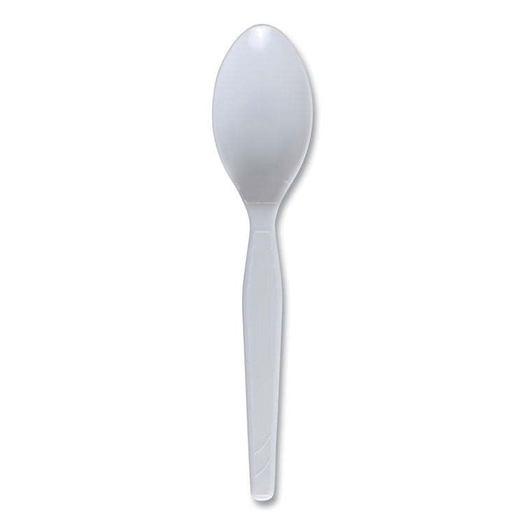 Mediumweight Polystyrene Cutlery, Spoon, Plastic, White, 100/Box