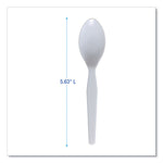 Mediumweight Polystyrene Cutlery, Spoon, Plastic, White, 100/Box