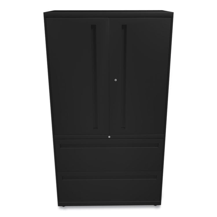 Brigade 700 Series Lateral File, Three-Shelf Enclosed Storage, 2 Legal/letter-Size File Drawers, Black, 36" X 18" X 64.25"