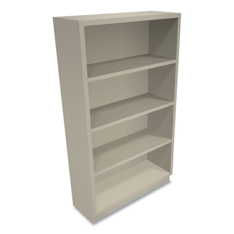 Metal Bookcase, Four-Shelf, 34.5w x 12.63d x 59h, Putty
