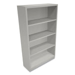 Metal Bookcase, Four-Shelf, 34.5w x 12.63d x 59h, Light Gray