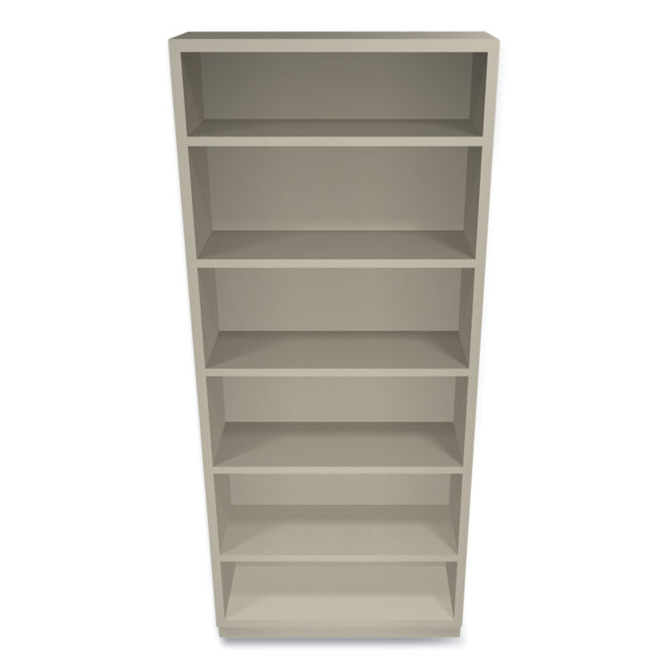Metal Bookcase, Six-Shelf, 34.5w x 12.63d x 81.13h, Putty