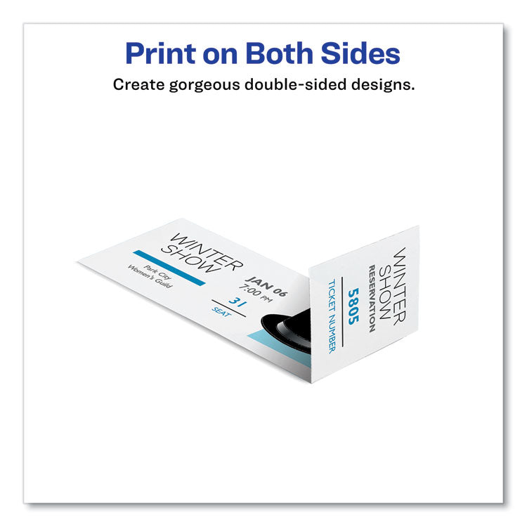 Printable Tickets with Tear-Away Stubs, 97 Bright, 65 lb Cover Weight, 8.5 x 11, White, 10 Tickets/Sheet, 50 Sheets/Pack