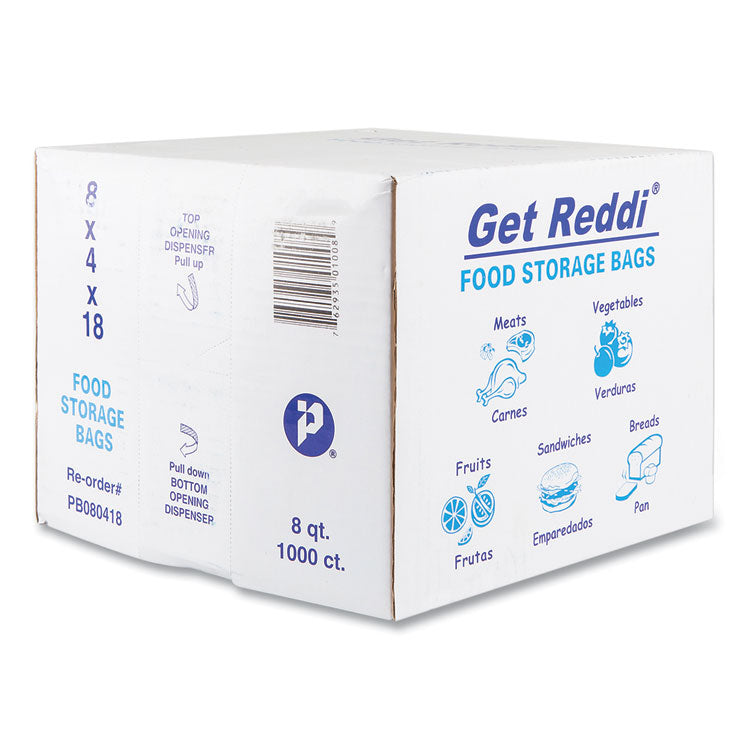 Food Bags, 2 gal, 8" x 4" x 18", Clear, 1,000/Carton