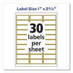 White Easy Peel Mailing Labels with Metallic Border, Inkjet/Laser Printers, 1 x 2.63, White, 30/Sheet, 10 Sheets/Pack