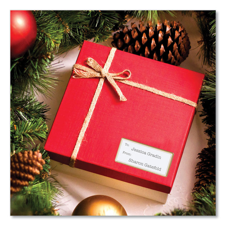 White Easy Peel Mailing Labels with Metallic Border, Inkjet/Laser Printers, 2 x 4, White, 10/Sheet, 10 Sheets/Pack