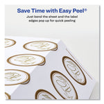 Round Labels, 2" dia, White with Gold Border, 12/Sheet, 10 Sheets/Pack