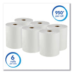 Essential High Capacity Hard Roll Towels for Business, Absorbency Pockets, 1-Ply, 8" x 950 ft, 1.75" Core, White, 6 Rolls/CT