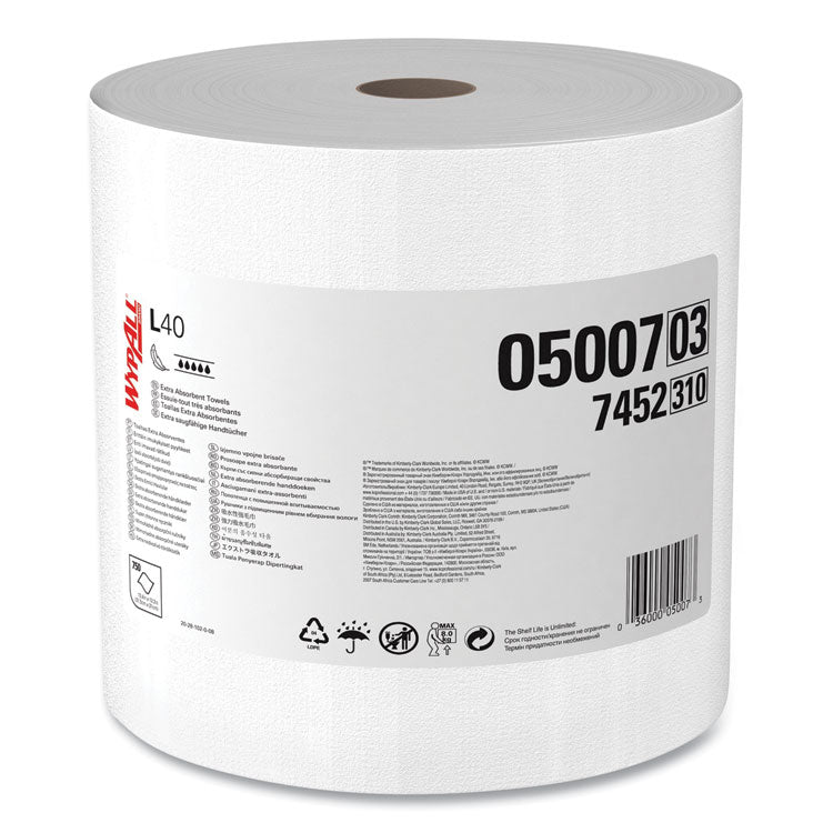 L40 Towels, Jumbo Roll, 12.5 x 12.2, White, 750/Roll