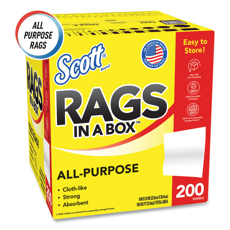 Rags in a Box, POP-UP Box, 12 x 9, White, 200/Box