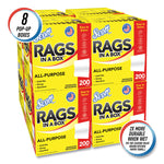 Rags in a Box, POP-UP Box, 12 x 9, White, 200/Box, 8 Boxes/Carton