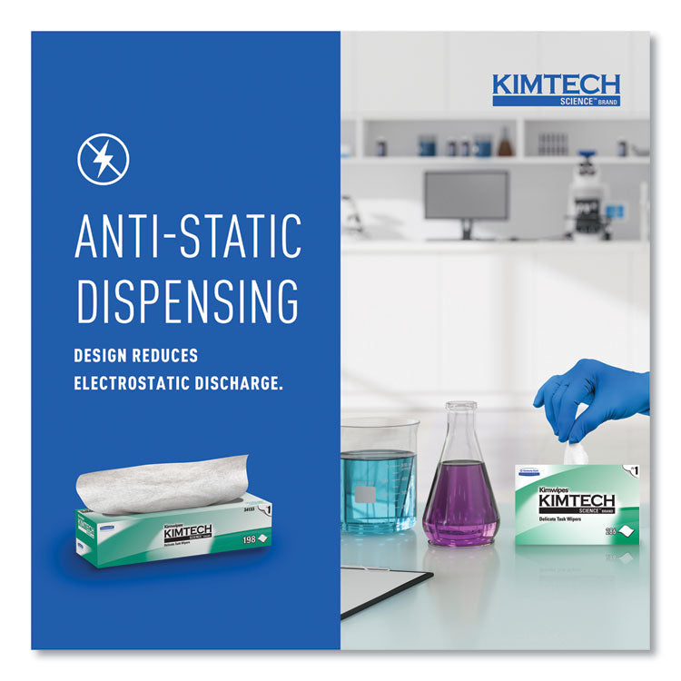 Kimwipes Delicate Task Wipers, 1-Ply, 11.8 x 11.8, Unscented, White, 198/Box, 15 Boxes/Carton