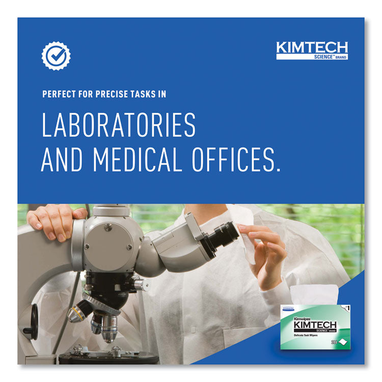 Kimwipes, Delicate Task Wipers, 1-Ply, 4.4 x 8.4, Unscented, White, 286/Box