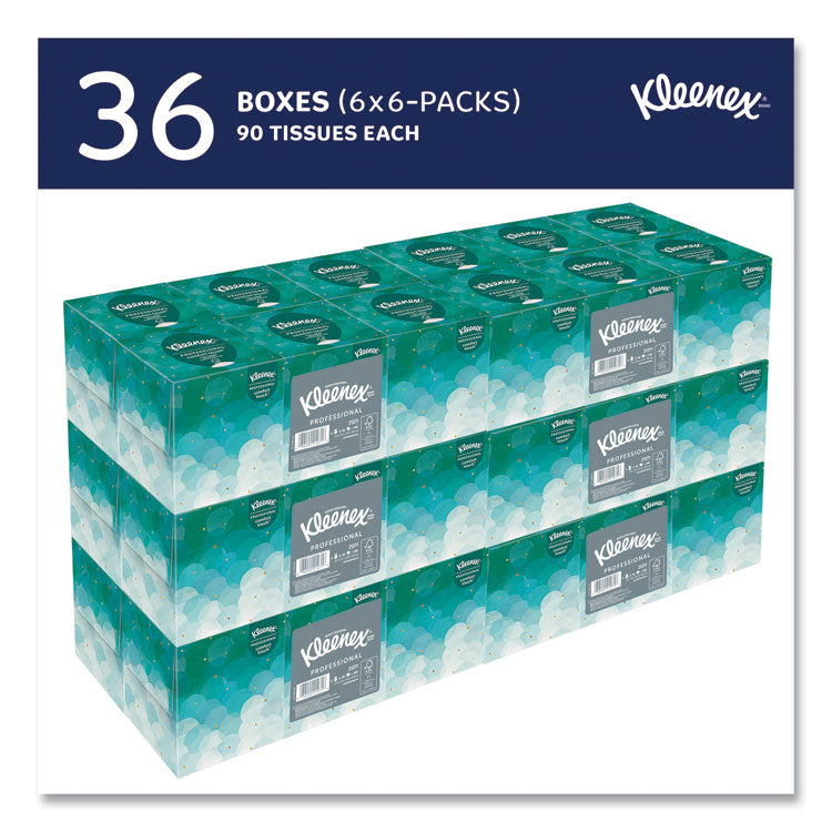 Boutique White Facial Tissue for Business, Pop-Up Box, 2-Ply, 95 Sheets/Box, 6 Boxes/Pack, 6 Packs/Carton